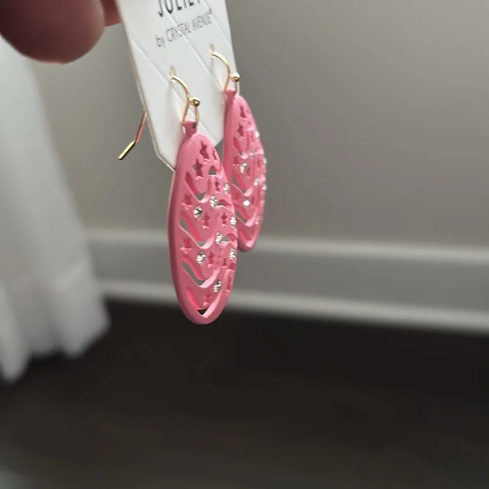 Juliet By Crystal Avenue cutout Easter Egg,clear rhinestone post drop earrings